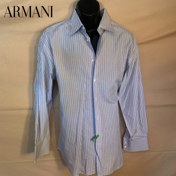 Giorgio Armani Other - Giorgio Armani Blue Striped Dress Shirt